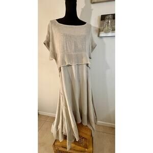 CONTESSA TERESA Sz L EUC Made in Italy Linen Boho Lagenlook Dress